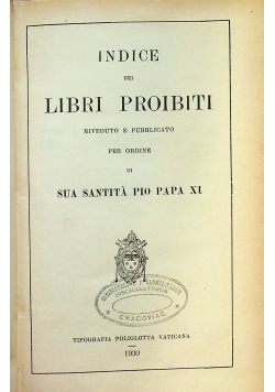 Indice Dei Libri Proibiti 1930r