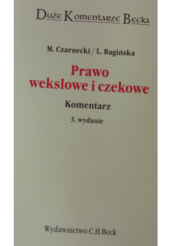 Prawo wekslowe i czekowe Komentarz
