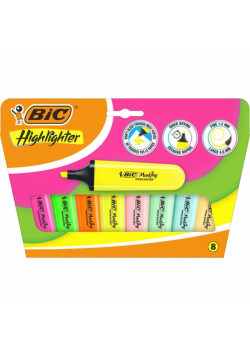 Zakreślacz BIC Flat Highlighter Neon pastel blister 8szt.