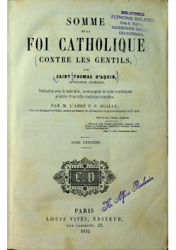 Somme de la foi catholique Tome deuxieme 1854r