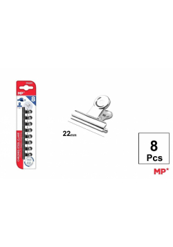 Klipsy biurowe metalowe srebrne 22mm 8szt