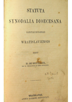 Statuta Synodalia sanctae ecclesiae Wratislaviensis  1855 r.