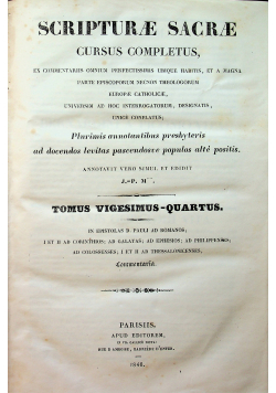 Scripturae sacrae cursus completus tomus vigesimus - quartus 1840 r.