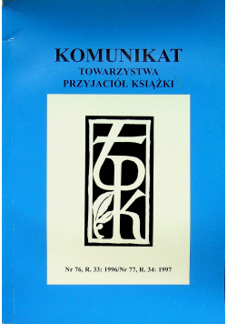 Komunikat towarzystwa przyjaciół książki