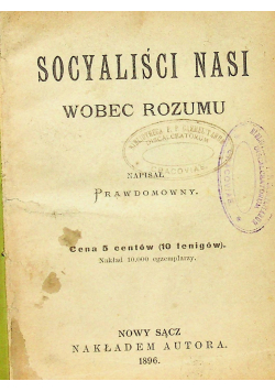 Socyaliści nasi wobec rozumu 1896 r