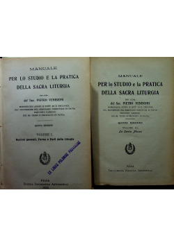 Manuale Per Lo Studio E La Pratica Della Sacra Liturgia 4 tomy 1923 r.