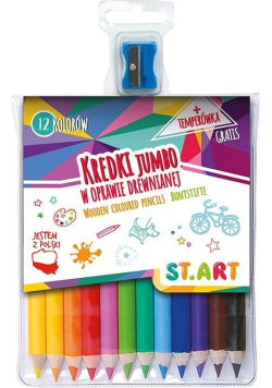 Kredki Jumbo St.Art w oprawie drewnianej 12 kolorów + temperówka