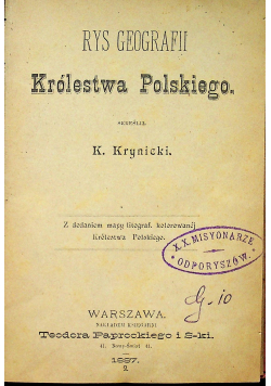 Rys geografii Królestwa Polskiego 1887 r