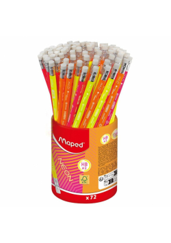 Ołówek z gumką HB neon kubek (72szt) MAPED