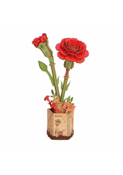 Puzzle drewniane 3D - Kwiat Czerwony Goździk