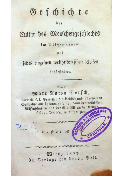 Geschichte der Cultur des Menschengeschlechts 1803 r