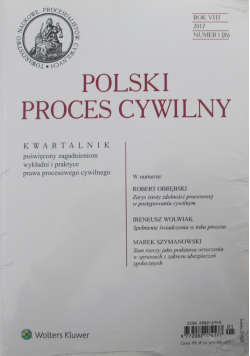 Polski proces cywilny Rok VIII numer 1 Nowa
