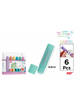 Farby tempera pastel w sztyfcie 6 kolorów
