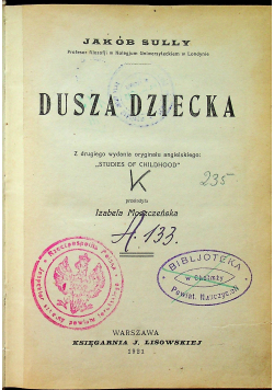 Dusza dziecka 1921 r