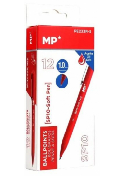 Długopis olejowy 1,0mm czerwony (12szt)