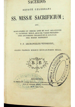 Sacerdos devote celebrans  SS Missae Sacrificium 1866 r