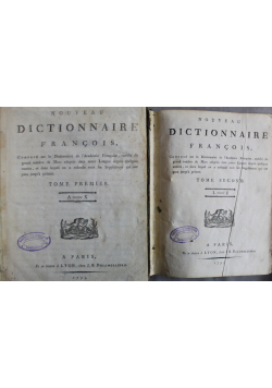 Nouvea Dictionnaire Francois 2 tomy 1793 r.