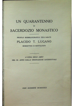 Un quarantennio di Sacerdozio Monastico 1939 r.