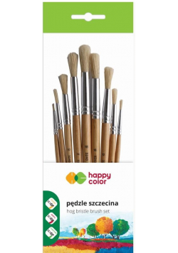Pędzle szkolne okragłe 9szt HAPPY COLOR