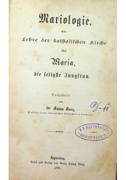 Mariologie 1881 r.