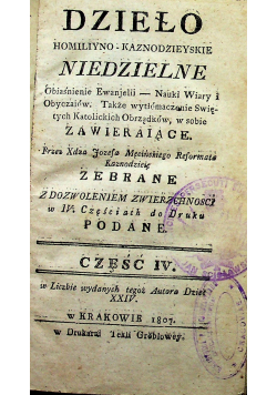 Dzieło homilyjno kaznodzieyskie niedzielne 1807 r