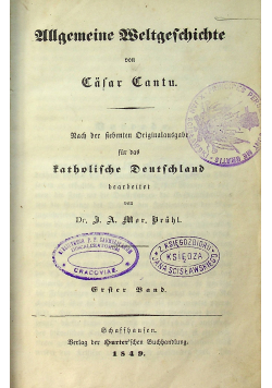 Ullgemeine weltgeschichte von casar cantau 1849 r
