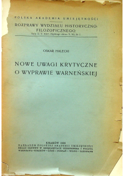 Nowe Uwagi Krytyczne o Wyprawie Warneńskiej 1939 r.
