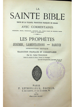 La Sainte Bible les prophetes  1878 r