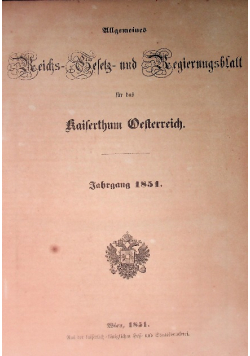 Reichs gesetz und regierungsblatt, 1851 r.
