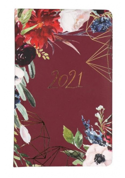 Kalendarz kieszonkowy A6 2021 Kwiaty bordo ALBI