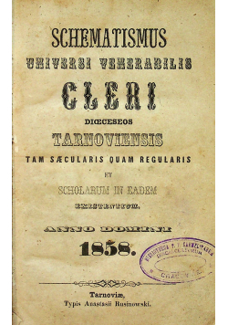 Schematismus universi venerabilis 2 tomy 1858 r.