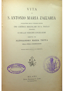 Vita di S Antonio Maria Zaccaria 1897 r.