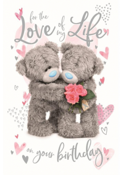 Kartka holograficzna 3D For The Love of my Life on Your Birthday 228x152