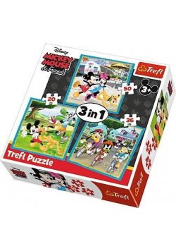 Puzzle 3w1 Myszka Miki z przyjaciółmi TREFL