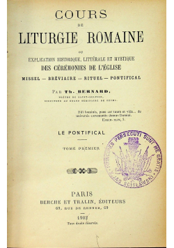 Cours de Liturgie romaine Tome second 1902r