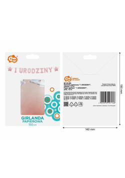 Girlanda papierowa 1 urodziny różowa 1,8m