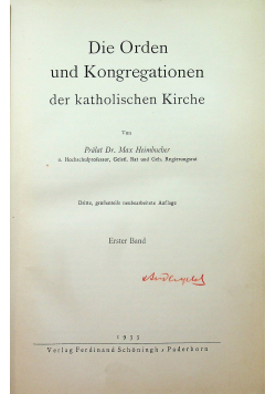 Die Orden und Kongregationen der Katholischen Kirche  1933r.