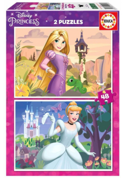 Puzzle 2x48 Zaplątani Kopciuszek