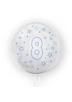 Balon 45cm Gwiazdki cyfra 8 niebieski TUBAN
