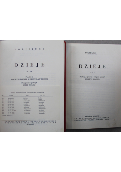 Polibiusz Dzieje Tom I i II