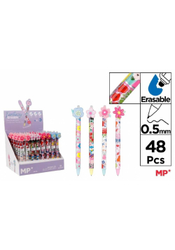 Długopis ścieralny 0,5mm kwiaty (48szt)