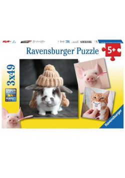 Puzzle 3x49 Śmieszne portrety zwierząt