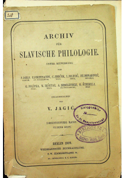 Archiv fur slavische Philologie 1909 r
