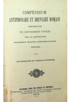 Compendium antiphonarii et breviarii Romani 1901 r