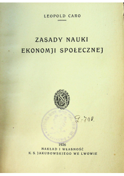 Zasady nauki ekonomji społecznej 1926r