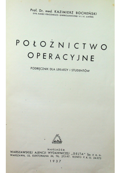 Położnictwo operacyjne 1937 r.
