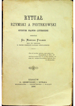 Rytuał rzymski a piotrkowski 1896 r