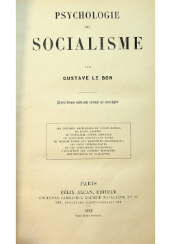 Psychologie Du Socialisme 1905r