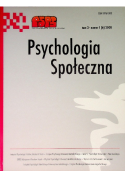 Psychologia społeczna Tom 3 Nr 1 / 08
