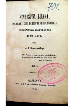 Starościna Bełzka tom II z 1858r